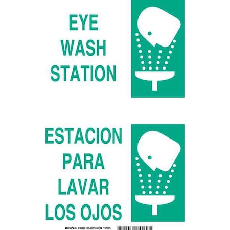 Brady Eye Wash Station/Estacion Para Lavar Los Ojos, 14 in x 10 in, Rectangle, Aluminum, 38480 38480