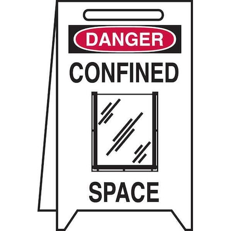 Brady Safety Sign, Plastic, Rectangle, Confined Space (W/Permit Holder) 52392