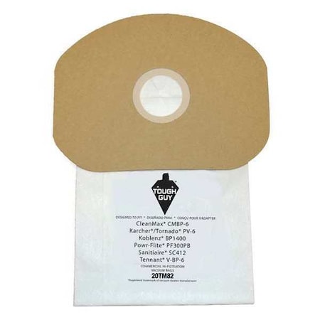 Tough Guy Vacuum Bag, 2-ply, Paper Bag, 10 PK 20TM82