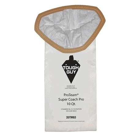 Tough Guy Vacuum Bag, 2-ply, Paper Bag, 10 PK 20TM83