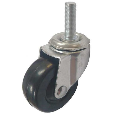 Zoro Select Swivl Stem Caster, Rubber, 2 in., 75 lb, Blk 20TM12