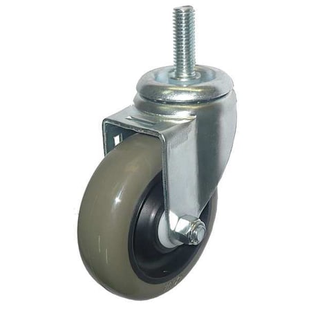 Zoro Select Swivel Stem Caster, Poly, 4 in, 275 lb, Gry 20TM24