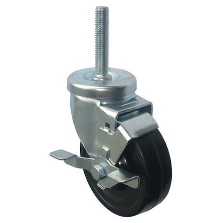 Zoro Select Swivel Stem Caster, Rubber, 5 in., 200 lb. 20TM30