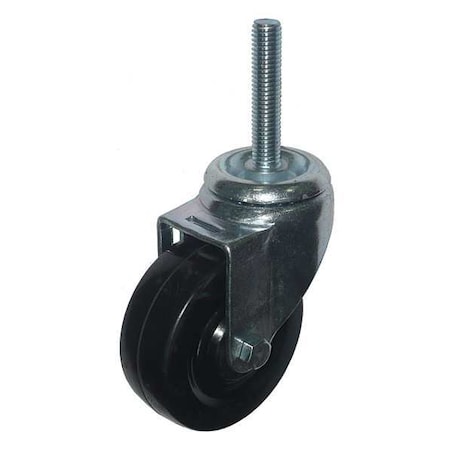Zoro Select Swivel Stem Cster, Rubber, 3-1/2 in, 160 lb, Blk 20TM32