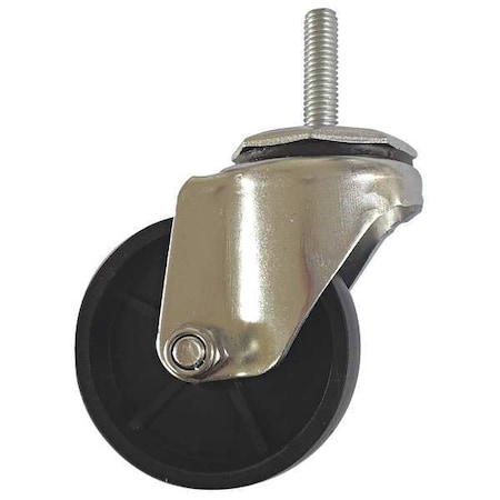 Zoro Select Swivel Stem Caster, Polyolfin, 3 in, 125 lb, Blk 20TM42
