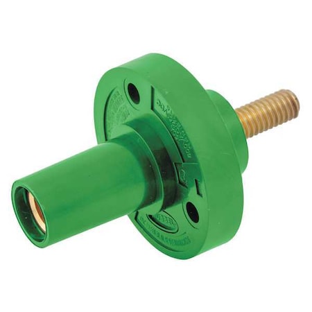 Hubbell Wiring Device-Kellems Receptacle, Stud, Grn, Female, Taper HBL15FRSGN