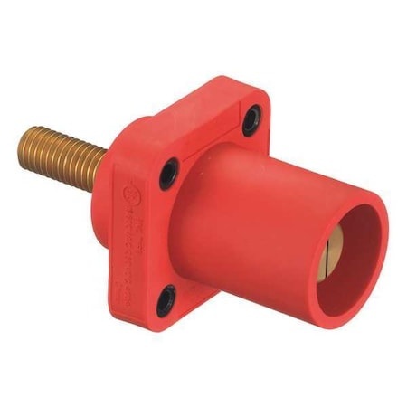 Hubbell Wiring Device-Kellems Receptacle, Red, Male, Threaded Stud HBLMRSCR