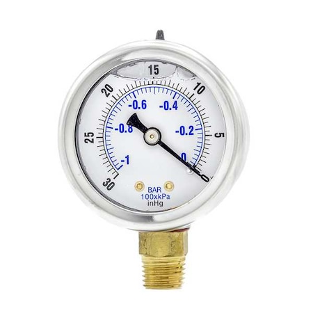 Pic Gauges Vacuum Gauge, 1/4 in. NPT, 2 in. 201L-204A