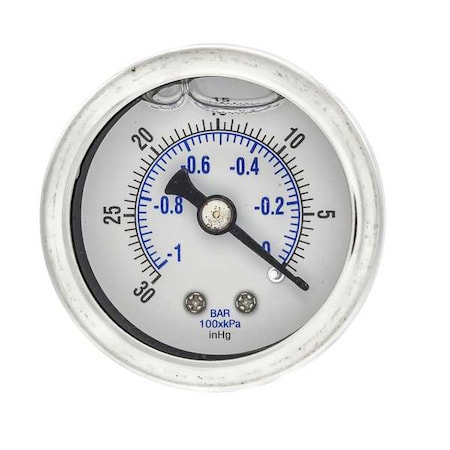 Pic Gauges Vacuum Gauge, 1/8 in. NPT, 1-1/2 in. 202L-158A