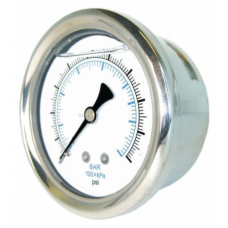 Pic Gauges Industrial Compound Gauge, 30 to 0 to 30 psi, 4 in Dial, 1/4 in NPT, Center Back Location 202L-404CC