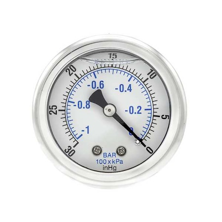 Pic Gauges Vacuum Gauge, 1/8 in. NPT, 2 in. 202L-208A