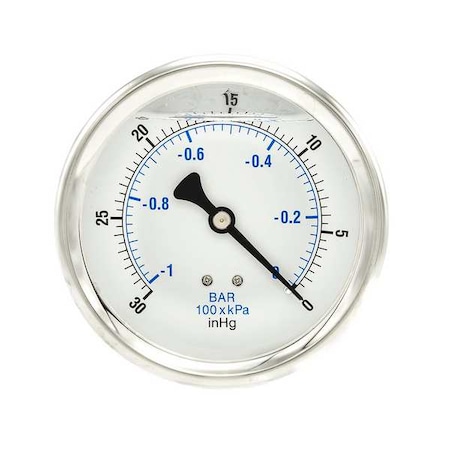 Pic Gauges Vacuum Gauge, 1/4 in. NPT, 4 in. 202L-404A