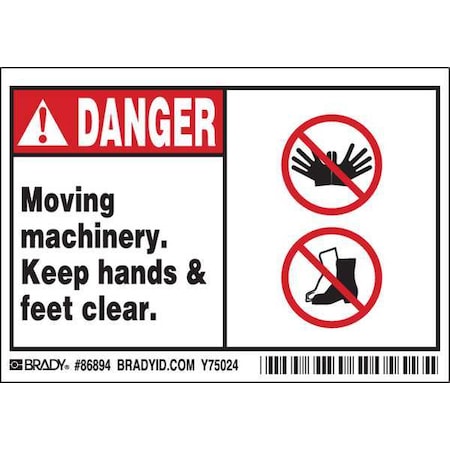 Brady Machine/Equipment Labl, 3-1/2inHx5inW, PK5, 86894 86894