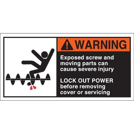 BRADY Warning Label, 2-1/2inHx5inW, HP Poly., PK5, 96165 96165