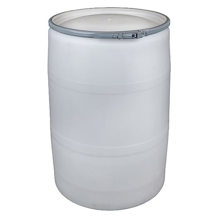 Zoro Select Open Head Transport Drum, Polyethylene, 55 gal, Unlined, White POLY55OHNAT
