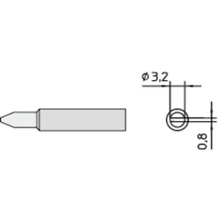 Weller Soldering Tip, Chisel, 3.2 mm, For Use With Mfr. No. WXP65 T0054485899