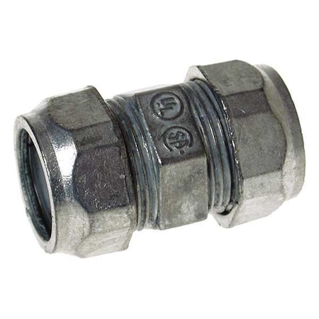 Raco EMT Coupling, 3-1/2 in, Compression, Zinc Alloy, Plain, Gray 2874