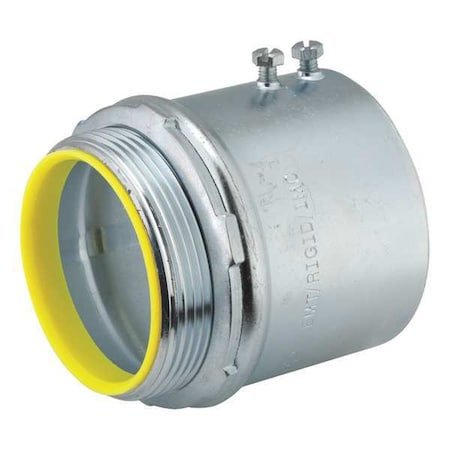 Raco EMT/IMC Grounding Connector, 3-1/2 in, Set Screw, Steel, Zinc Plated, Gray; Yellow 2164