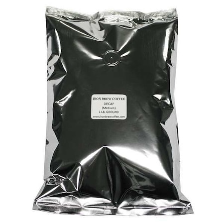 Iron Brew Coffee, 100% Arabica, Bag, Decaffeinated, Ground, 8 lb, 8 PK C-8CTDR
