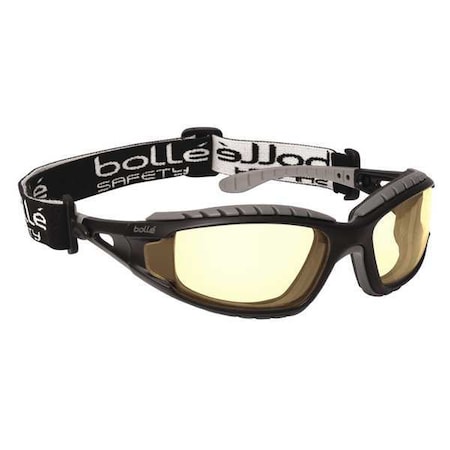Bolle Safety Tracker, Safety Glasses, Anti-Fog & Anti-Scratch, Amber Lens, Black, Gray Frame, Full-Frame 40087