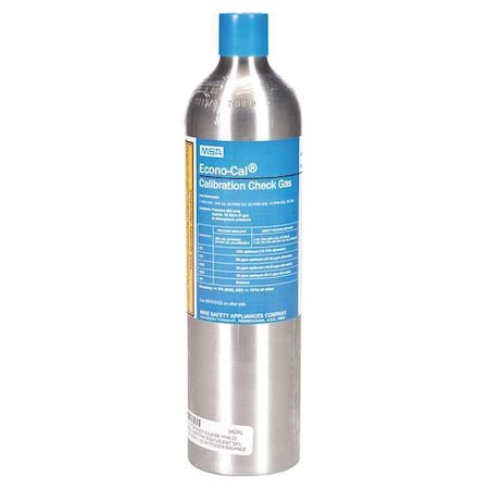 Msa Safety Calibration Gas, Carbon Monoxide, Hydrogen Sulfide, Methane, Nitrogen, Oxygen, Sulfer Dioxide, 34 L 10098855