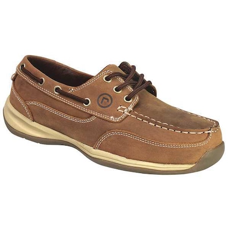 Rockport Works Women's Boat Shoe, Steel Toe, Leather Upper, Rubber Outsole, Lace Up, Brown, 8 1/2 W RK676