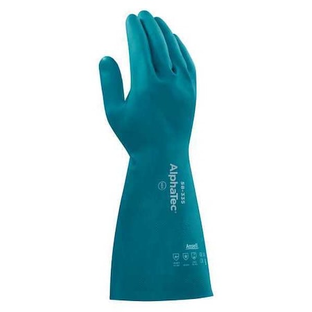 Ansell AlphaTec Chemical Resistant Gloves, Nitrile, 15 in L, 28 mil, Green, 10, 1 PR 58-335