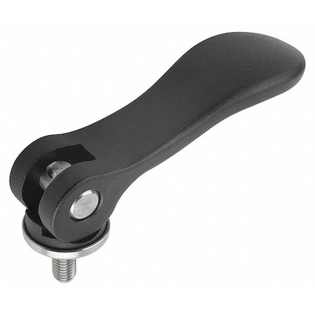 KIPP Cam Lever Size: 0 8-32X30, A=52, 3, B=18, Aluminum Black Powder-Coated, Comp: Stainless Steel K0005.05111AEX30