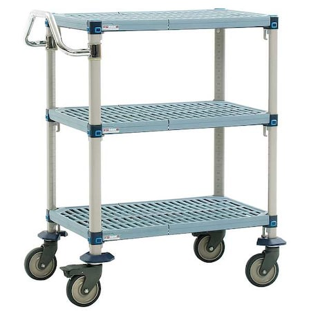 Metro Utility Cart with Antimicrobial Perforated Flush Plastic Shelves, Polymer, 900 lb Load Capacity MQUC2436G-35