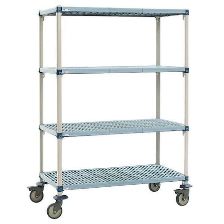 Metro Utility Cart, Polymer/Steel, 900 lb Load Capacity, 4 Shelves, 36" L, 38 in W, 67 in H Q436EG3