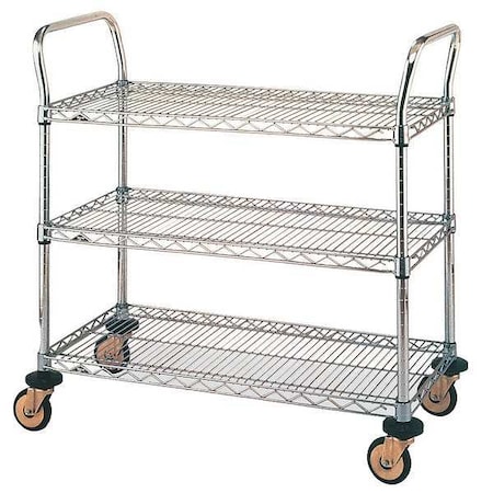 METRO Utility Cart, Chrome, 38x24x38, 3 Shelf MW711