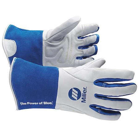 Miller Electric Performance Welding Gloves, Gauntlet Cuff, Keystone Thumb, Premium Goatskin, S, 1 PR 263346