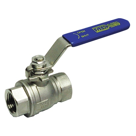 Zoro Select 1/2" FNPT Stainless Steel Ball Valve Inline G-SSF-50