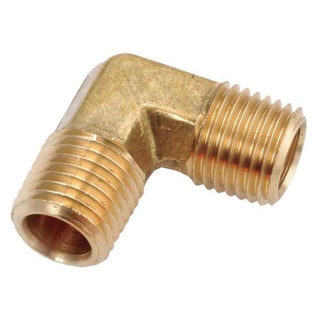 Zoro Select Elbow Low Lead Brass Male Elbow, 1/4 in Male NPT X 1/4 in Male NPT 706230-04