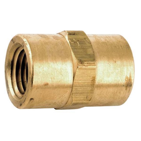 Zoro Select Coupling Low Lead Brass Coupling, 1/4 in Female NPT X 1/4 in Female NPT 706303-04