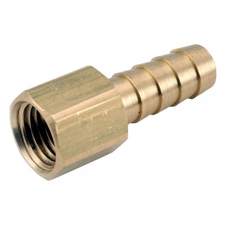 Zoro Select Barbed Hose Fitting, 1/2" Tube OD, 3/8 in Pipe Size, Brass 707002-0806