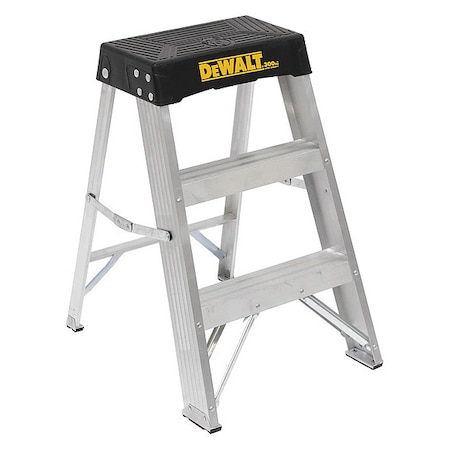 Dewalt Step Stand, 2 Steps, 300 lb Load Capacity, 26 5/8 in Overall Height, Aluminum, Silver DXL2010-02