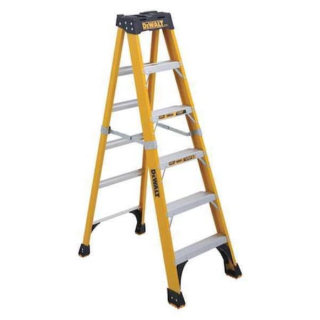 Dewalt 6 ft Fiberglass Stepladder, 375 lb Capacity DXL3410-06