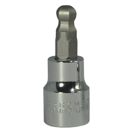 Westward 3/8 in Drive Ball Hex Socket Bit Metric 7 mm Tip, 1 3/4 in L 20XA15