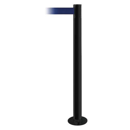 Tensabarrier Barrier Post with Belt, Black, 13 ft Length, 36 1/2 in Post Height, No Legend 889F-33-33-MAX-NO-L5X-C