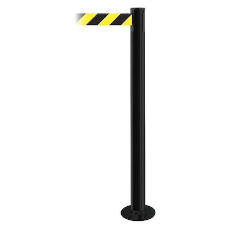 Tensabarrier Barrier Post with Belt, Black, 13 ft Length, 36 1/2 in Post Height, No Legend 889F-33-33-MAX-NO-D4X-C