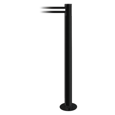 Tensabarrier Barrier Post with Belt, Black, 13 ft Length, 36 1/2 in Post Height, No Legend 889F-33-33-MAX-NO-S3X-C