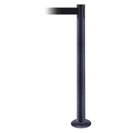 Tensabarrier Barrier Post with Belt, Black Wrinkle, 13 ft Length, 36 1/2 in Post Height, No Legend 889F-89-89-MAX-NO-B9X-C