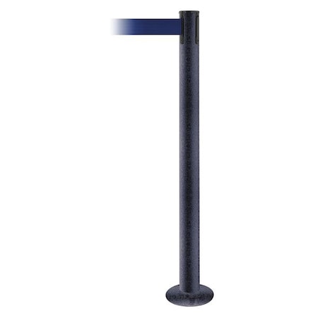 Tensabarrier Barrier Post with Belt, Black Wrinkle, 7 1/2 ft Length, 36 1/2 in Post Height, No Legend 889F-89-89-STD-NO-L5X-C