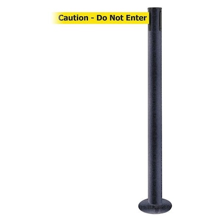 Tensabarrier Barrier Post with Belt, Black Wrinkle, 7 1/2 ft Length, 36 1/2 in Post Height, Caution Do Not Enter 889F-89-89-STD-NO-YAX-C
