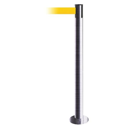 Tensabarrier Barrier Post with Belt, 7 1/2 ft Length, 36 1/2 in Post Height, No Legend, Satin Stainless Steel 889F-3S-3S-STD-NO-Y5X-C