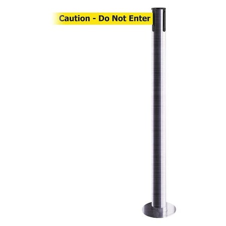 Tensabarrier Barrier Post with Belt, 13 ft Length, 36 1/2 in Post Height, Caution Do Not Enter, Satin Chrome 889F-1S-1S-MAX-NO-YAX-C