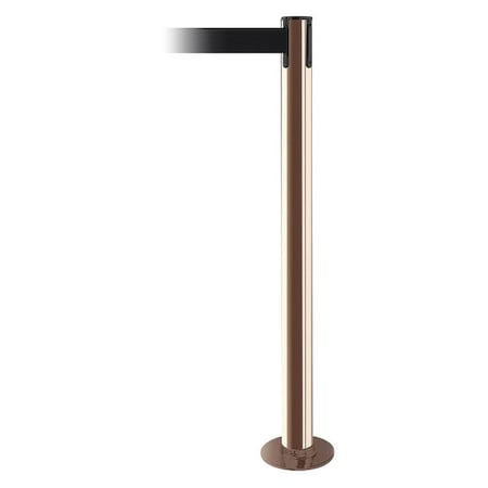 Tensabarrier Barrier Post with Belt, 7 1/2 ft Length, 36 1/2 in Post Height, No Legend, Polished Brass 889F-2P-2P-STD-NO-B9X-C