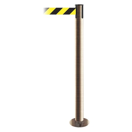 Tensabarrier Barrier Post with Belt, 7 1/2 ft Length, 36 1/2 in Post Height, No Legend, Satin Brass 889F-2S-2S-STD-NO-D4X-C
