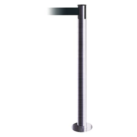 Tensabarrier Barrier Post with Belt, 7 1/2 ft Length, 36 1/2 in Post Height, No Legend, Satin Chrome 889F-1S-1S-STD-NO-G7X-C
